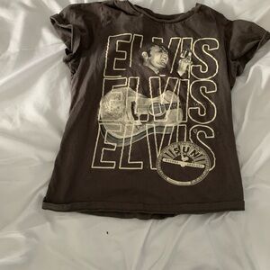 Brown Short Sleeve Tee with Elvis Graphic